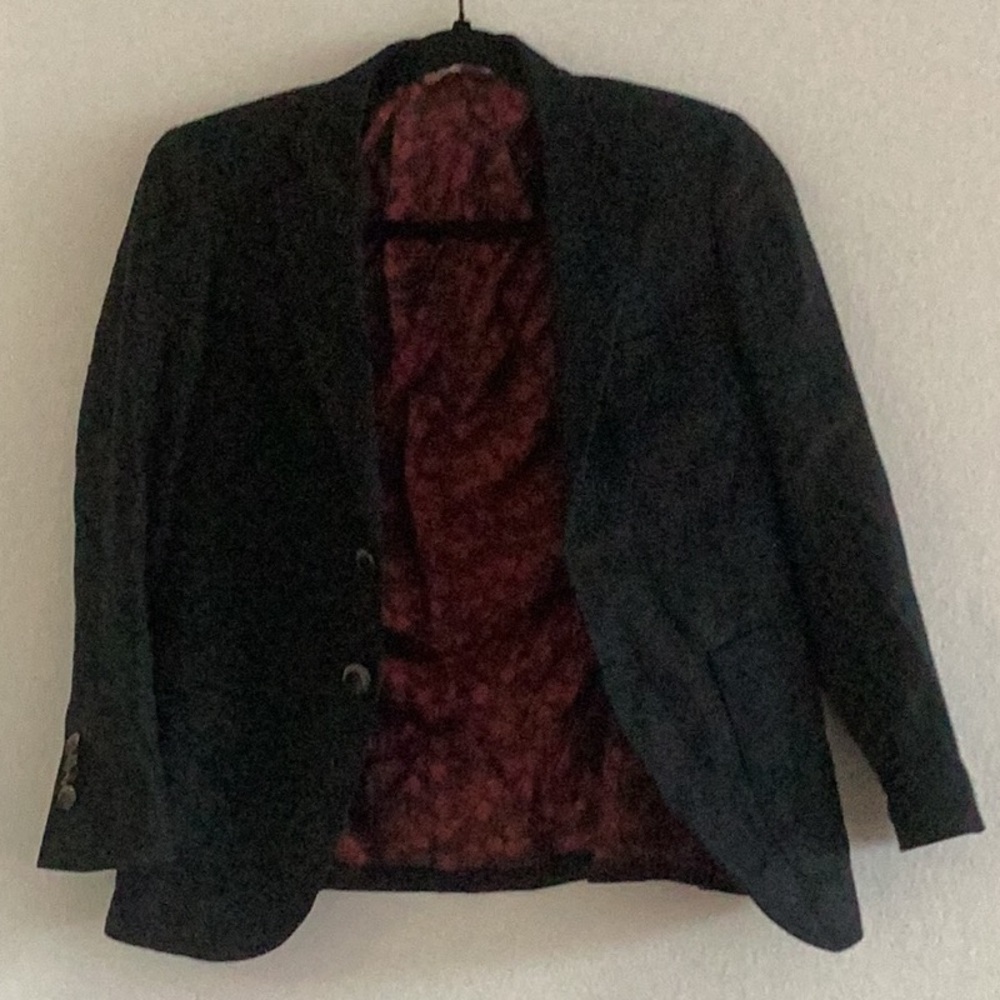 Black outside with red interior, Robert Graham, boys size 10, dress jacket